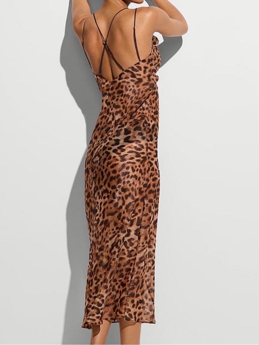 Victoria Secret Sheer Leopard Slip Maxi-Midi Dress - Picture 3 of 4